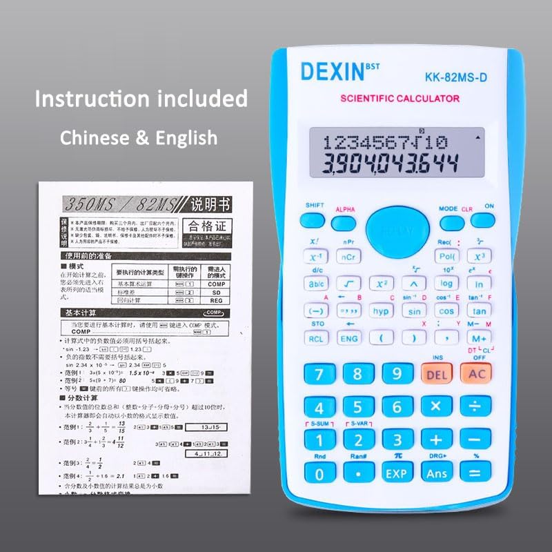 Scientific Calculators Desktop, Scientific Calculators for Students, Scientific Calculator 240 Functions 2 Line 10+2 Digits, Desk Math Calculator for School (Blue and White)