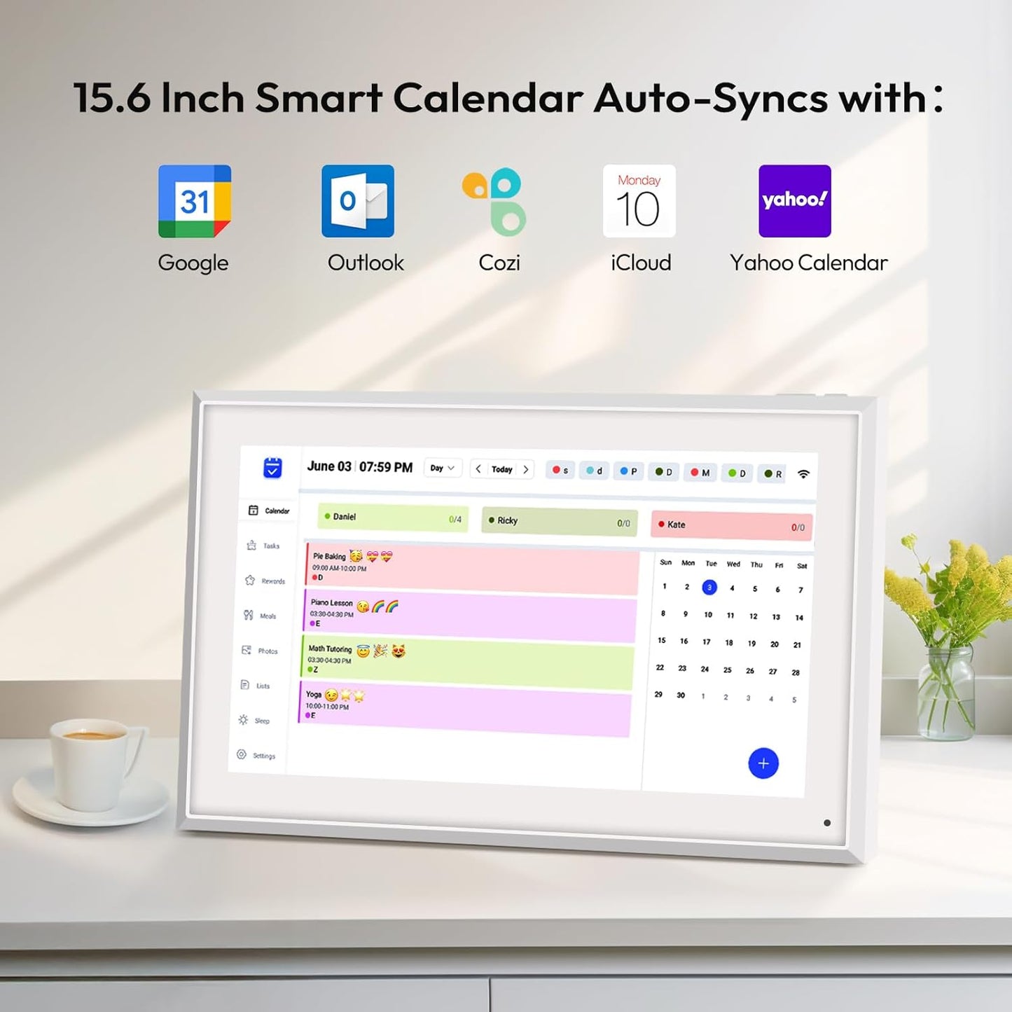 BOCT 15.6'' Digital Calendar Wall - 32GB Memory Touch Screen Chore Chart Smart Calendar,Digital Planner,Auto-Sync,APP Control,Interactive Family Schedules, Gift for Mother