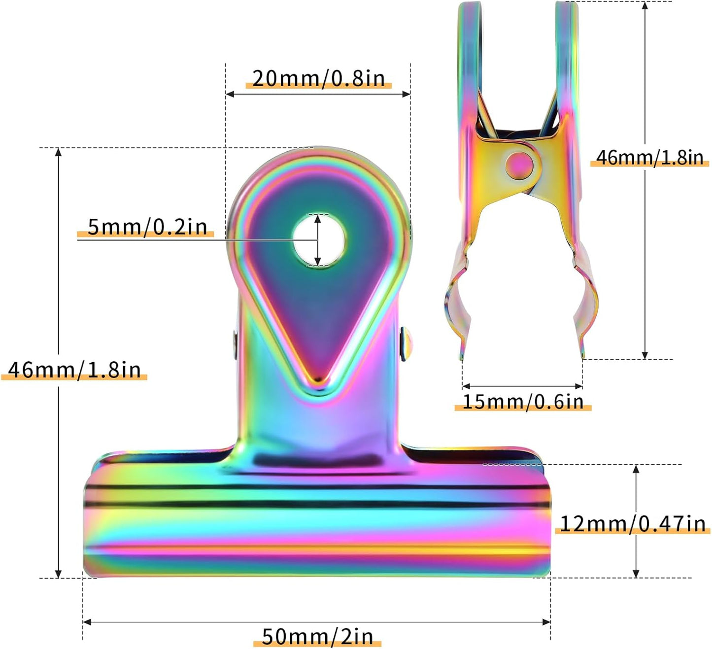 SIAMESE Bulldog Clips, 8 Pcs Binder Clips for Office & Kitchen, Multi-Purpose Binder and Food Bag Clamps for Sealing, Storage, Hanging (Rainbow Colors)