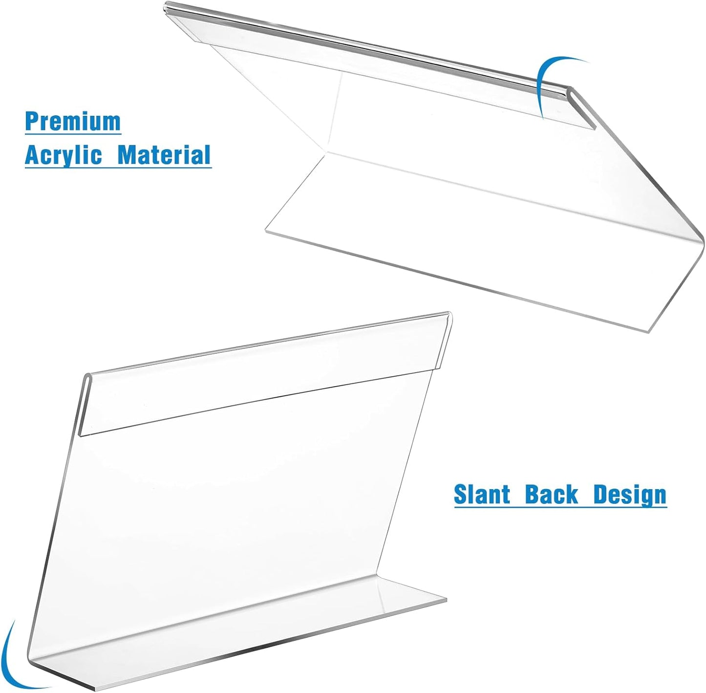 Vicenpal 60 Pcs 7x5 Inch Clear Acrylic Sign Holder Plastic L-shape Vertical Menu Stand, Picture Photo Frames, Table Paper Holder, Flyer Sign Display Stand for Restaurants, Store, Office, Wedding