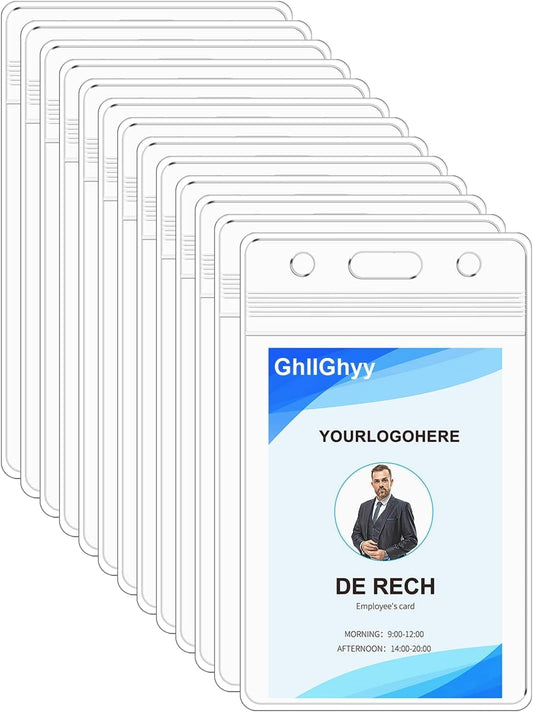 200 Pack Extra Thick Name Badge Holders, Heavy Duty & Sealable Waterproof Vertical ID Badge Holders, Durable Clear PVC Plastic Badge Sleeve for Credit Card/Shcool Work Badge/Room Key/RFID