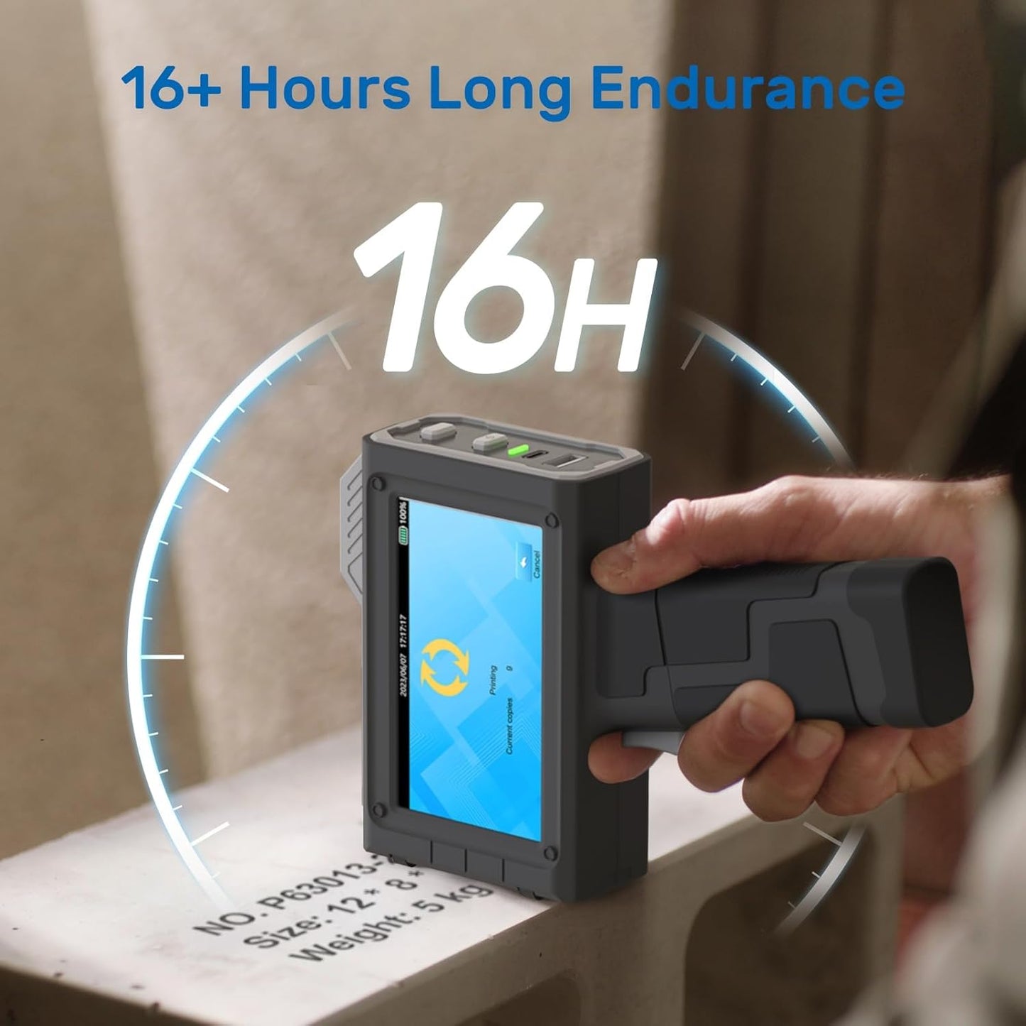 BENTSAI Handheld Inkjet Printer BT-HH6205B Newly Upgraded with 16H Long Endurance 0.5Inch Use for Batch Number Date Code Logo Serial Number Barcode QR Code on Plastic Cardboard Wood Metal Clothes