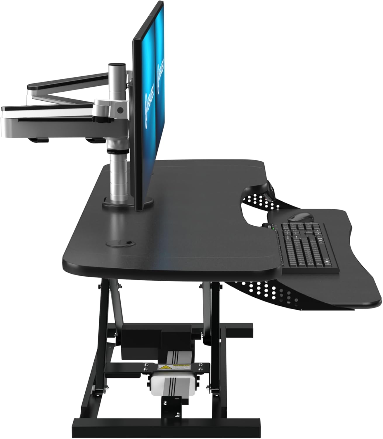 VERSADESK® PowerPro™ Elite® 48” x 24” Electric Sit-to-Stand Desk Converter w/Keyboard Tray for Home or Office | USB Charging Port | Supports Multiple Monitors | Lifts 80 lbs. - Black