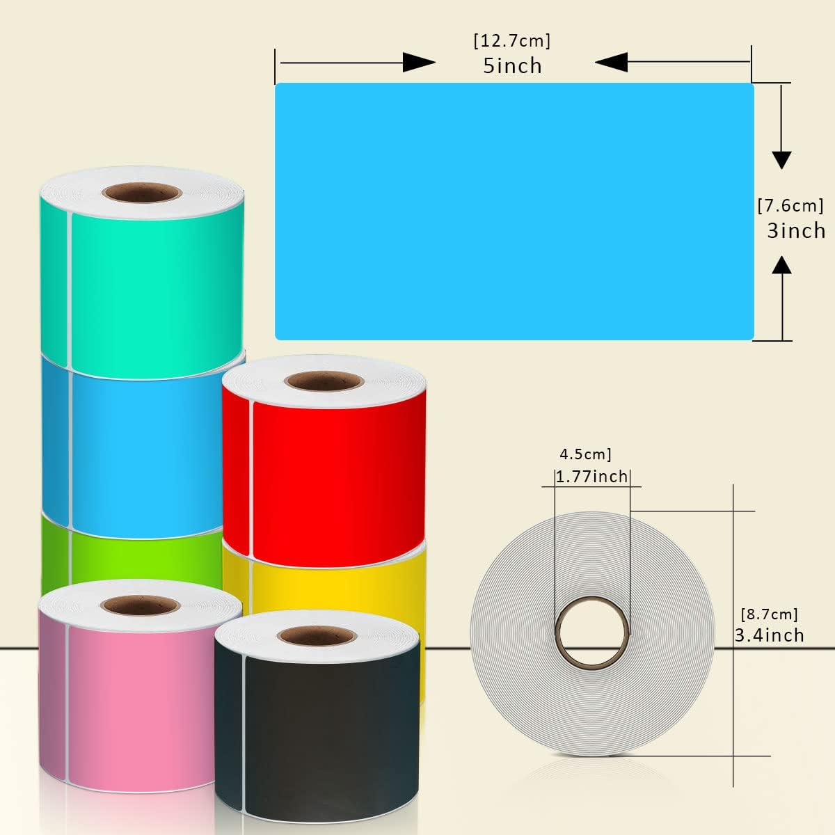 PARLAIM 3" x 5" Rectangle Adhesive Color Code Stickers,250 per Dispenser Box Roll Square Label Inventory Stickers Sky Blue