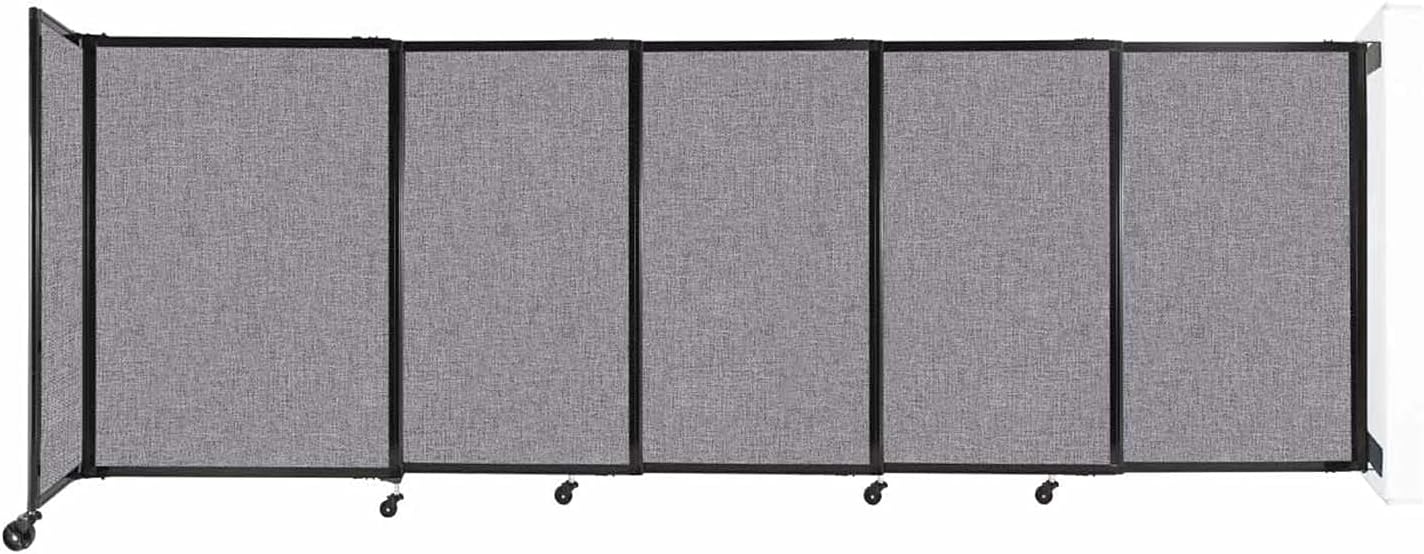 Wall-Mounted Sliding StraightWall Room Divider | Adjustable Widths | Locking Wheels | Room Separator | Up to 11'3" Wide x 4' Tall Cloud Gray Fabric Panels