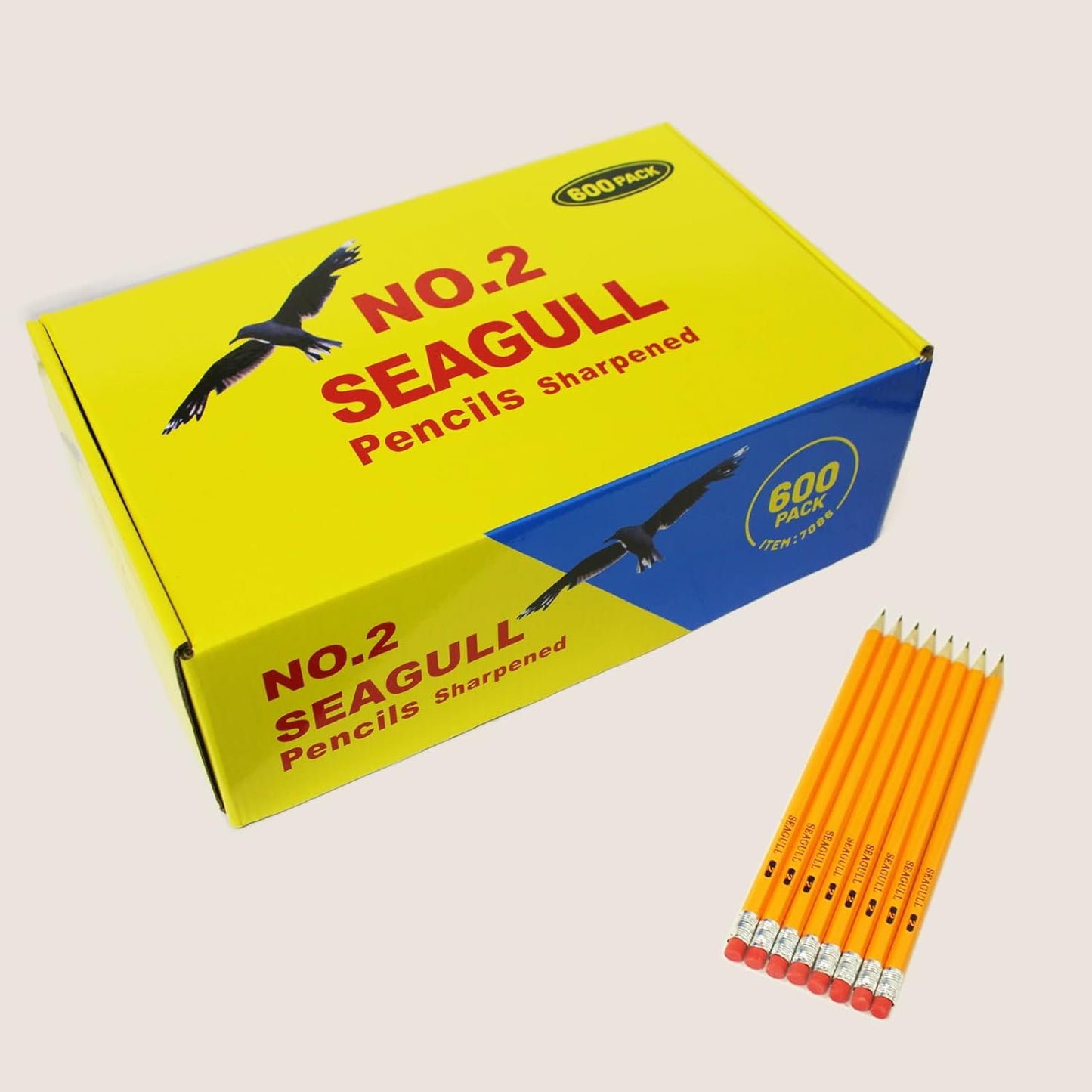 Seagull 600 Count Bulk Pack Pencils Pre-sharpened with Erasers, No. 2 HB Yellow Graphite Pencils for School Teacher Supplies, for Writing Drawing Sketching, Kids Party Favors