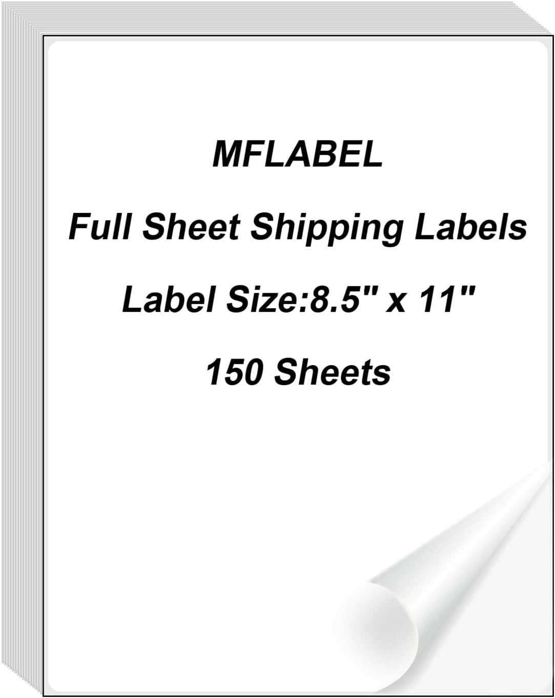 MFLABEL Full Sheet Sticker Labels, Address Labels, White Matte Label Paper, 8-1/2" x 11" Shipping Labels for Laser & Inkjet Printer (150 Labels, 150 Sheets)