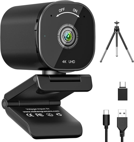 Nisheng 4K Webcam, AutoFocus USB Camera with Dual AI Noise-Cancelling Mics, 4K Webcam for PC with Privacy Cover, Plug & Play Web Camera for Zoom/Teams/Meet/Xbox/OBS