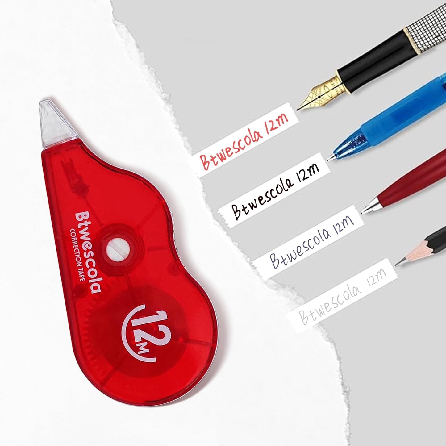 Correction Tape, 39.37FT Gift Packed Tear-Resistant Correction Tape, Tape for School, Office, With Roller Adjuster (9747-24pcs)