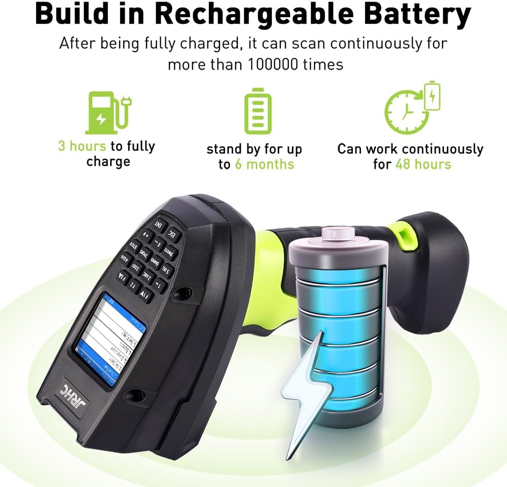 2D Wireless Barcode Scanner, Portable Inventory Scanner & Data Collector with 2.0 Inch LCD Screen and 2.4G Wireless Dongle Built in Stand for Warehouse, Express, Library,Pharmacy,Supermarket