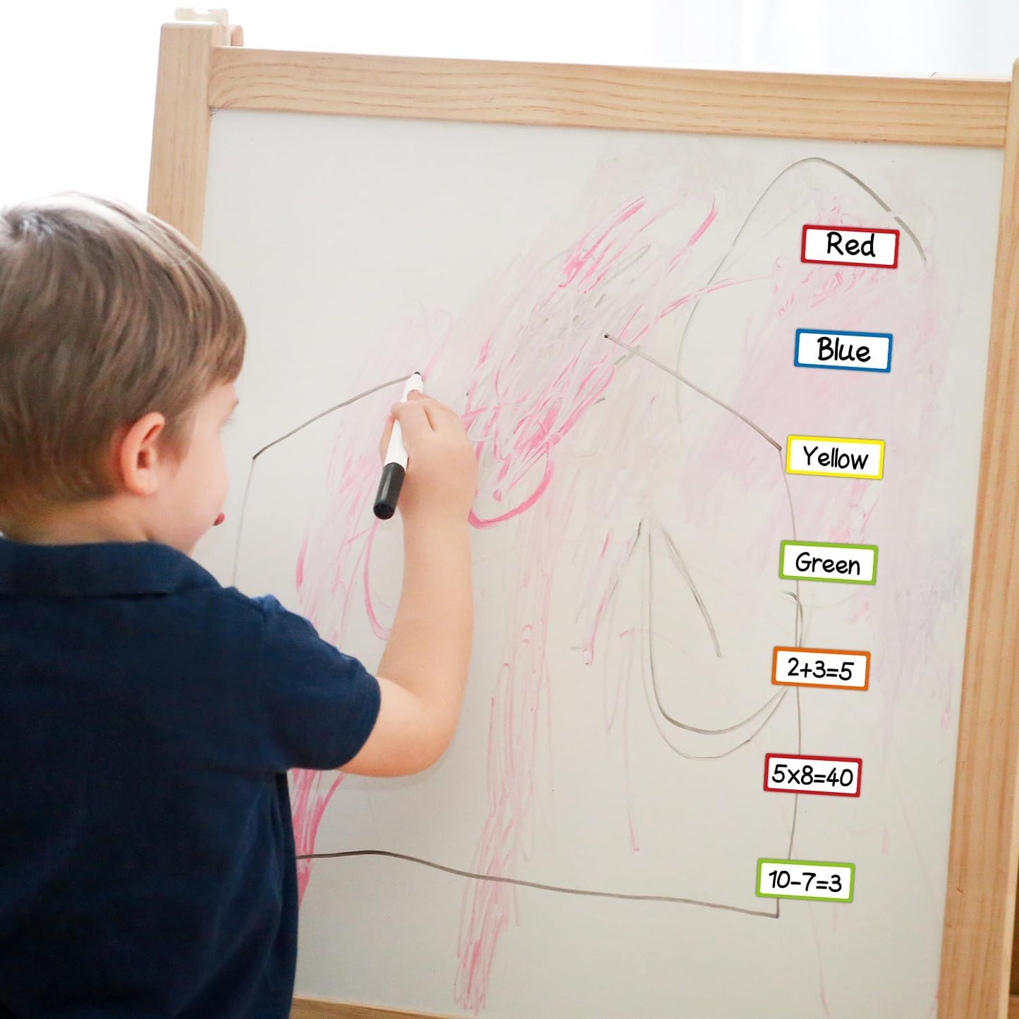 Colored Border Dry Erase Magnetic Labels 3.1x1.2 Inch, Reusable Magnetic Dry Erase Labels for Whiteboards，Pack of 40