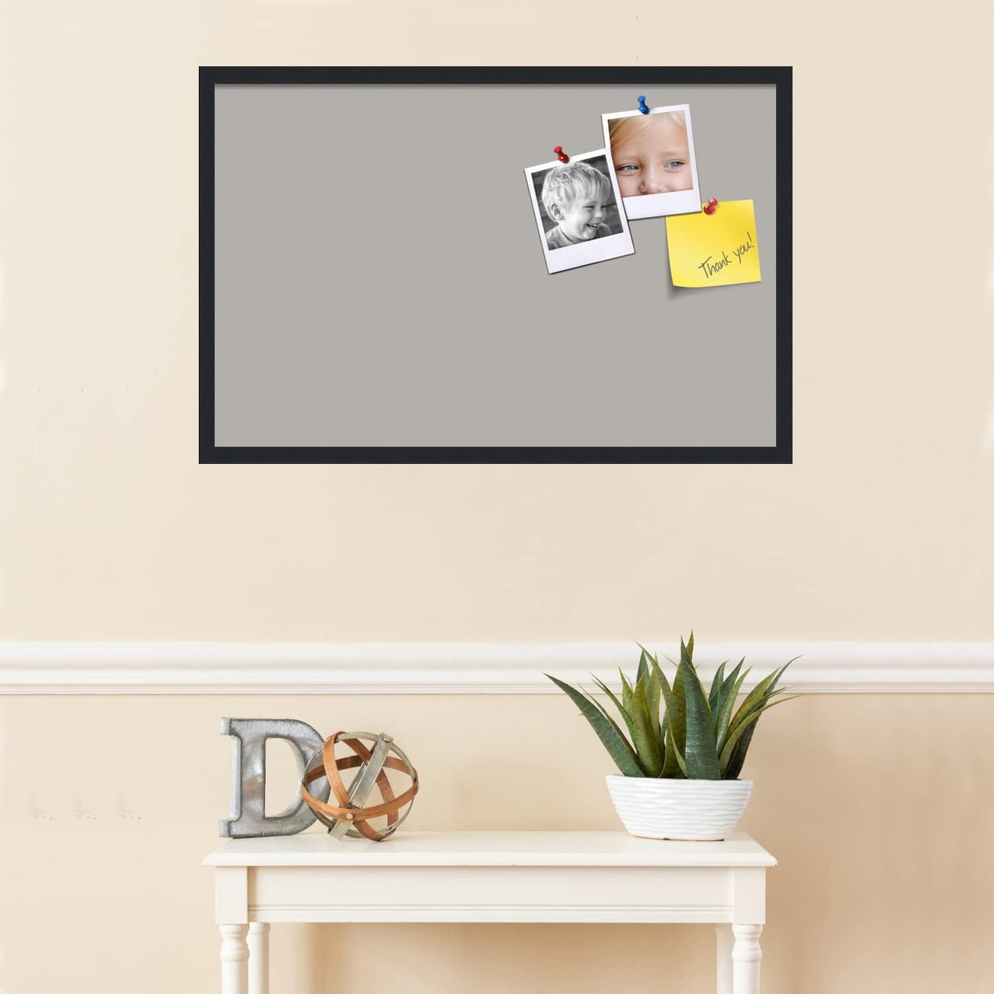 PinPix 34x22 Inch Cork Bulletin Board. This Decorative Framed Pin Board Comes with Dark Stone Design and a Satin Black Frame. Ideal for Home Office Decor or Message Board (PinPix-1808)