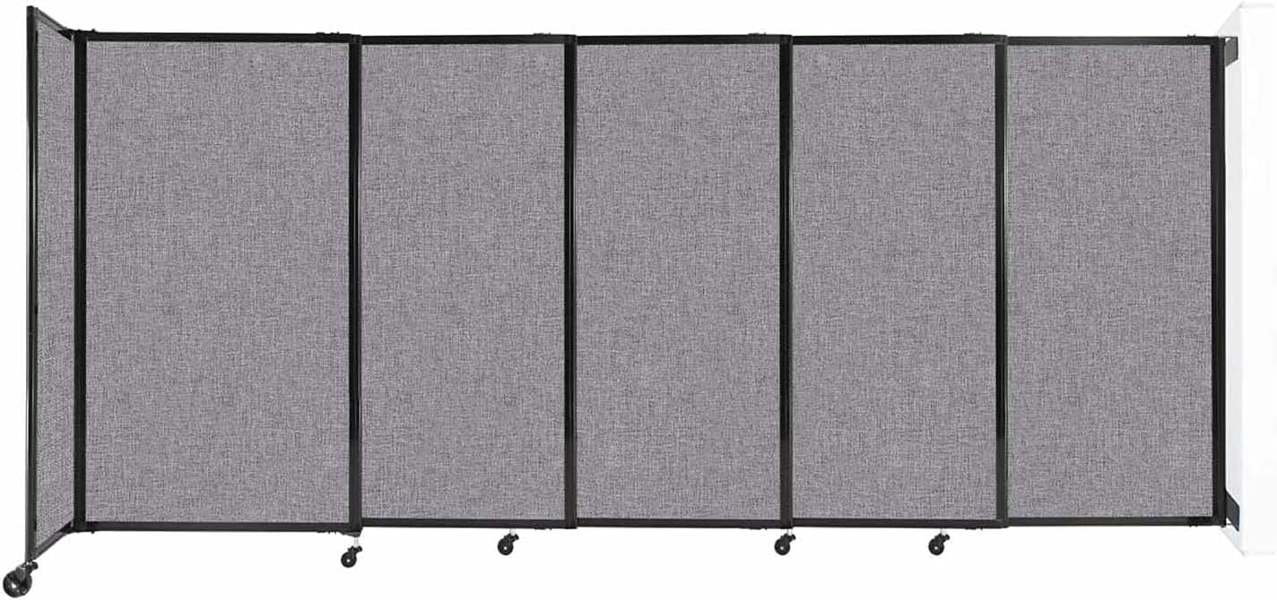 Wall-Mounted Sliding StraightWall Room Divider | Adjustable Widths | Locking Wheels | Room Separator | Up to 11'3" Wide x 5' Tall Cloud Gray Fabric Panels
