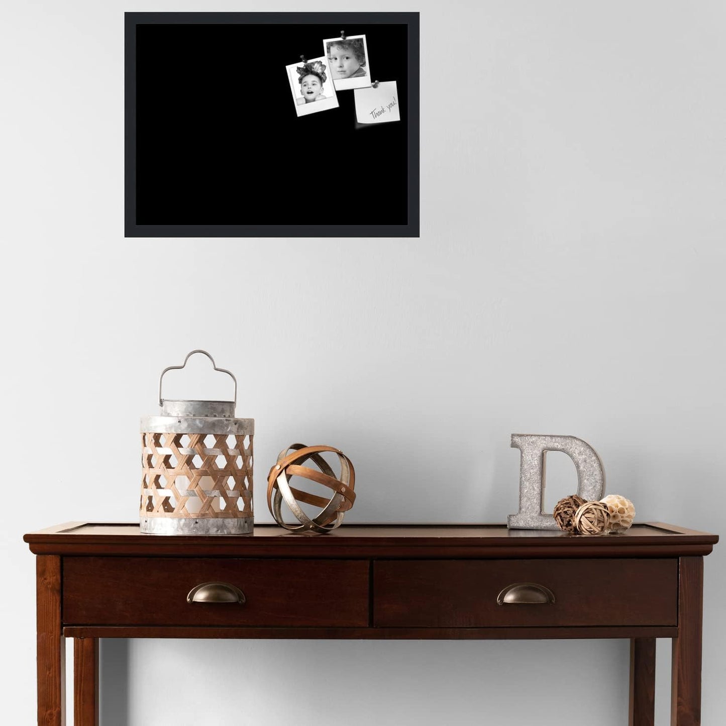 PinPix 23x17 Inch Cork Bulletin Board. This Decorative Framed Pin Board Comes with Solid Black Design and a Satin Black Frame. Ideal for Home Office Decor or Message Board (PinPix-622)