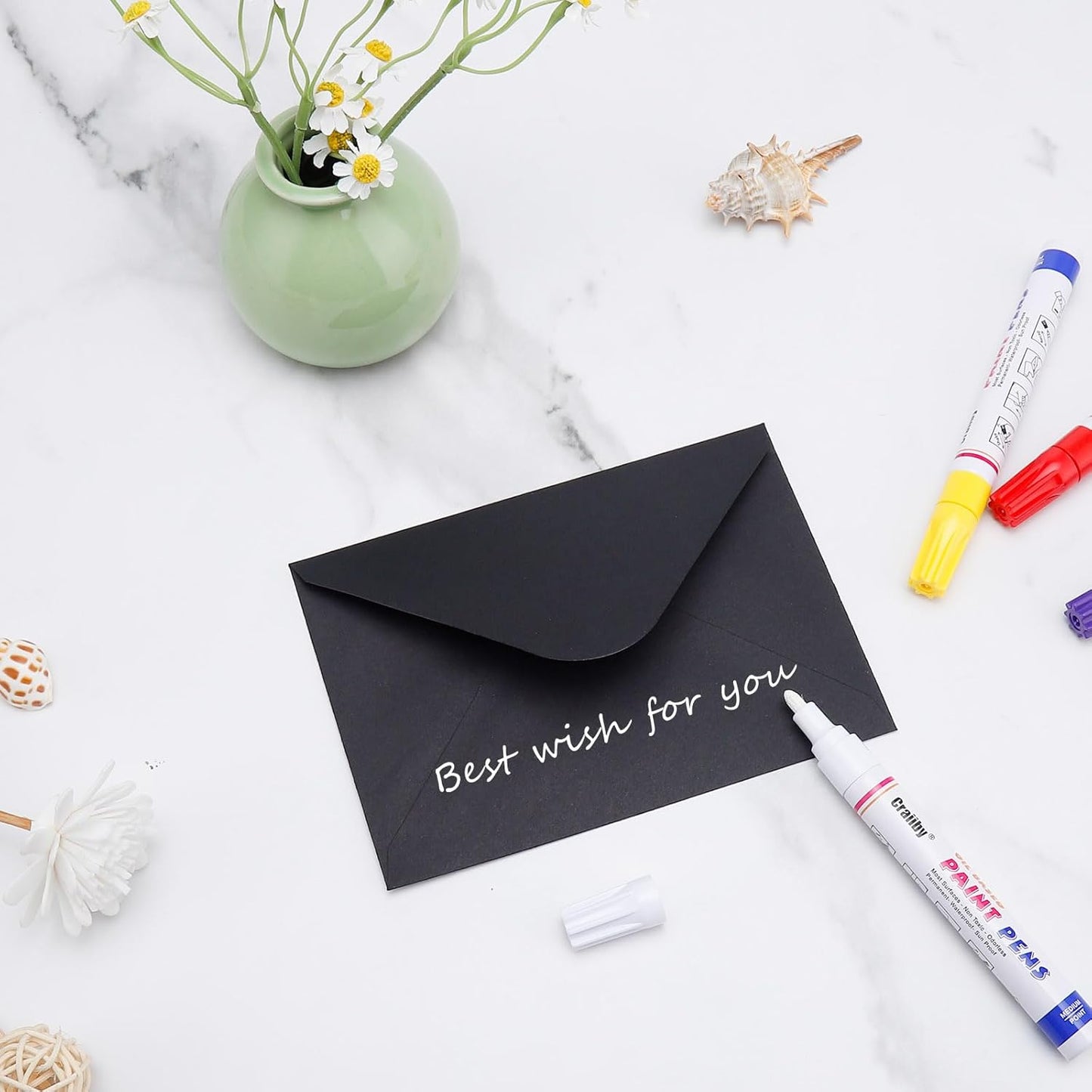 White Paint Markers, 2 Pack Oil-Based Waterproof Quick Dry Permanent Paint Pen Set for Rocks Painting, Wood, Plastic, Canvas, Glass, Mugs, Metal, Tire, Stone, DIY Craft