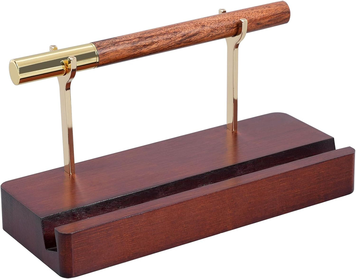 Pen Holder Desk Organizers and Accessories Desk Decor ，Exquisite Wooden Pen Holder ，with a Cool Pen and Two Refills for Office and Home (Style A)