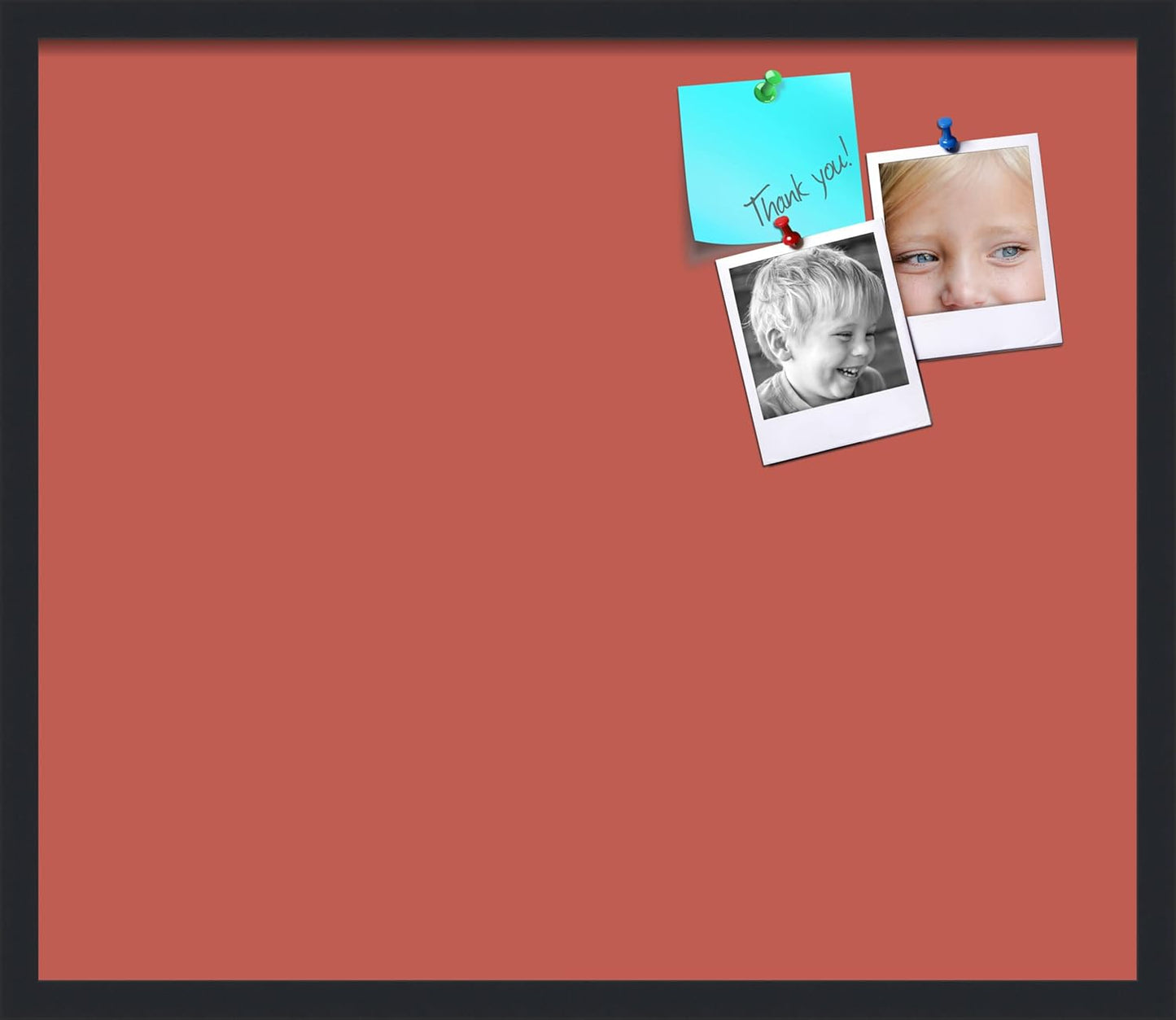 PinPix 28x24 Inch Cork Bulletin Board. This Decorative Framed Pin Board Comes with Crimson Pastel Design and a Satin Black Frame. Ideal for Home Office Decor or Message Board (PinPix-1807)