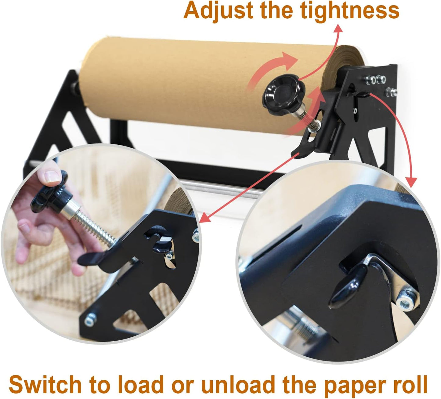 Honeycomb Packing Paper Roll Dispenser for Packaging, Improve Packing Efficiency, Kraft Wrapping Paper Holder Manual Cutter Machine for Small Business, Dispenser Machine Only, Core Size 2inch