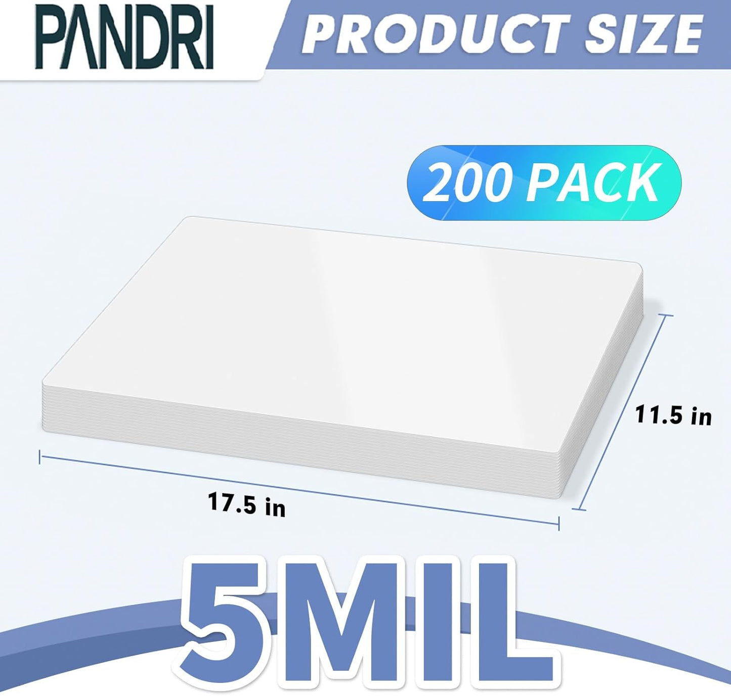 Laminating Sheets, PANDRI 200 Pack 5 Mil Thermal Laminating Pouches Holds 11 x 17 Inch, Plastic Laminator Paper 11.5 x 17.5 Inch, Clear Round Corner