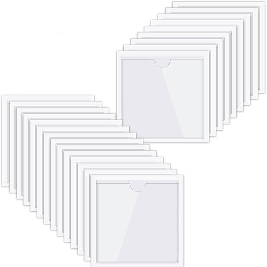 30 Pack Self-Adhesive Index Card Pockets with Top Open for Loading - Ideal Index Card Holder for Organizing and Protecting - Crystal Clear Plastic(6 x 6 Inches)