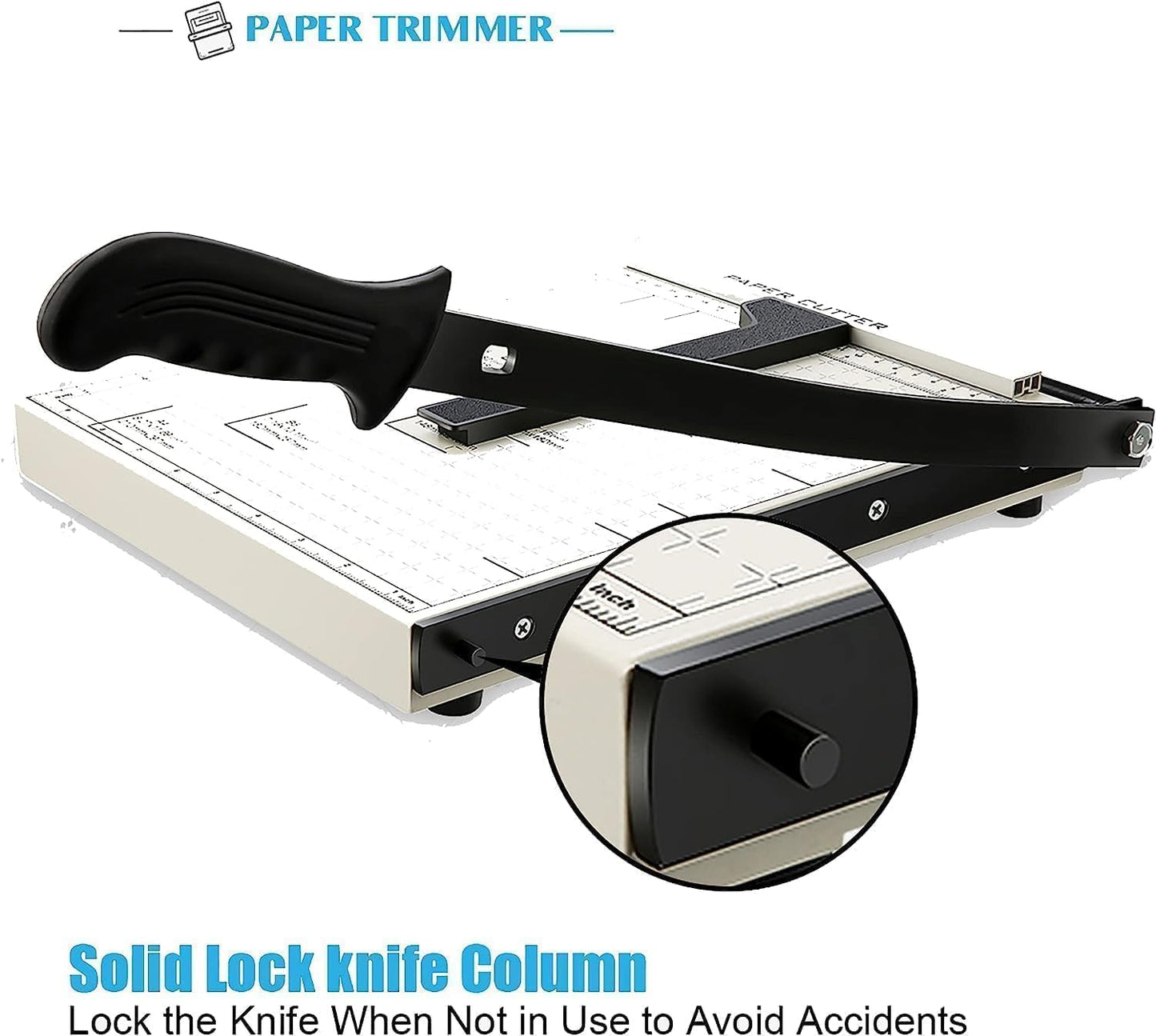 Paper Cutter for Cardstock Heavy Duty 12 inch, 12" Cut Length Guillotine Paper Trimmer for Cardstock Metal Base, 12 Sheets Capacity, for Home Office Classroom School