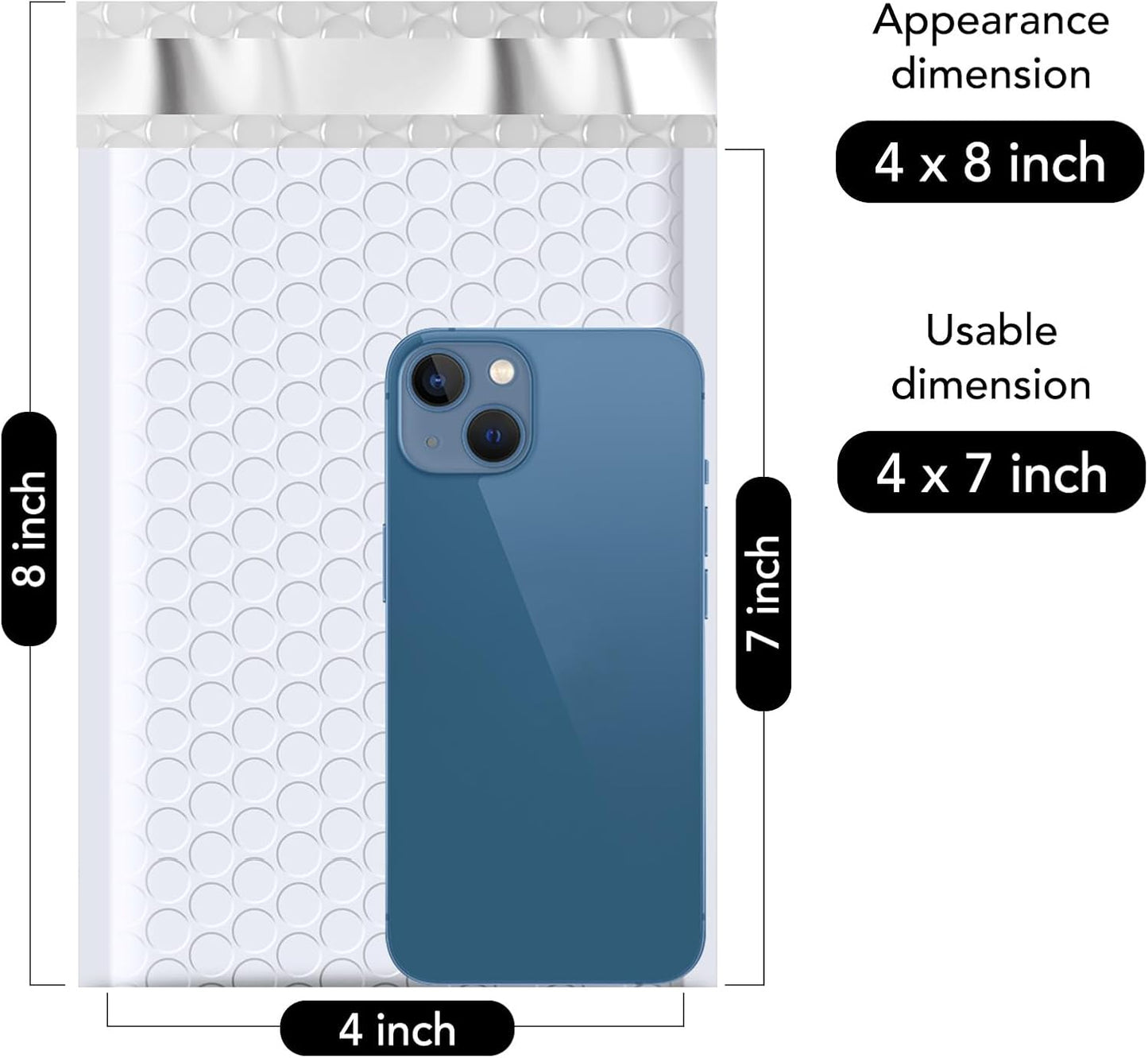 Fuxury White Bubble Mailers 4x8" 4000 Pack, Waterproof Padded Envelopes Self Seal Bubble Envelopes, Padded Mailers for Small Business, Envelope Mailers Usable Size 4x7"