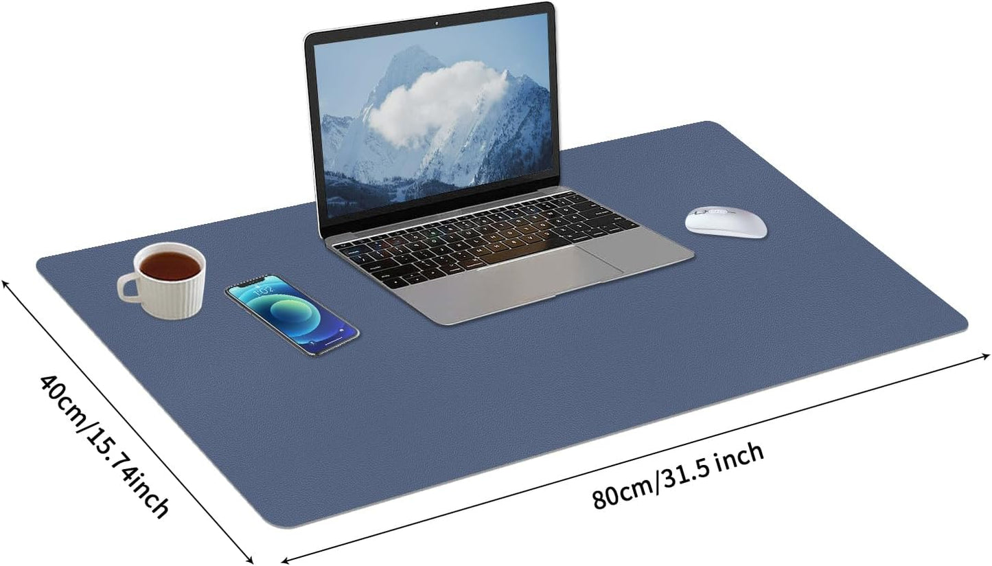 Bloss Grey Blue Desk Mat, Leather Desk Matt for Desktop, Waterproof Large Keyboard Mat, Computer Mat for Office/Home/Decor(31.5 x 15.7 Inches)