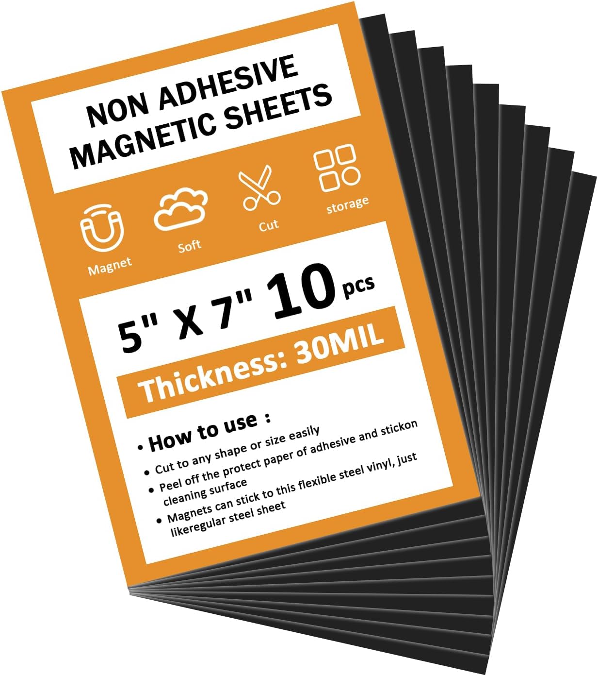 Plain Magnet Sheets,10PCS,5''x7'' Flexible Rubber Magnetic Sheet,30Mil Non-Adhesive Magnetic Sheet for Die Storage,Business Dignage,Car,Sticker,Craft Product,Souvenir,Refrigerator Sticker
