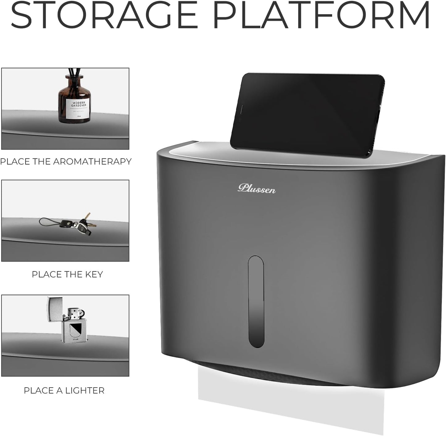 Paper Towel Dispenser Wall Mount, Adhesive No Drilling Multifold Trifold Cfold Commercial Hand Towel Dispenser,Silver-PN6015