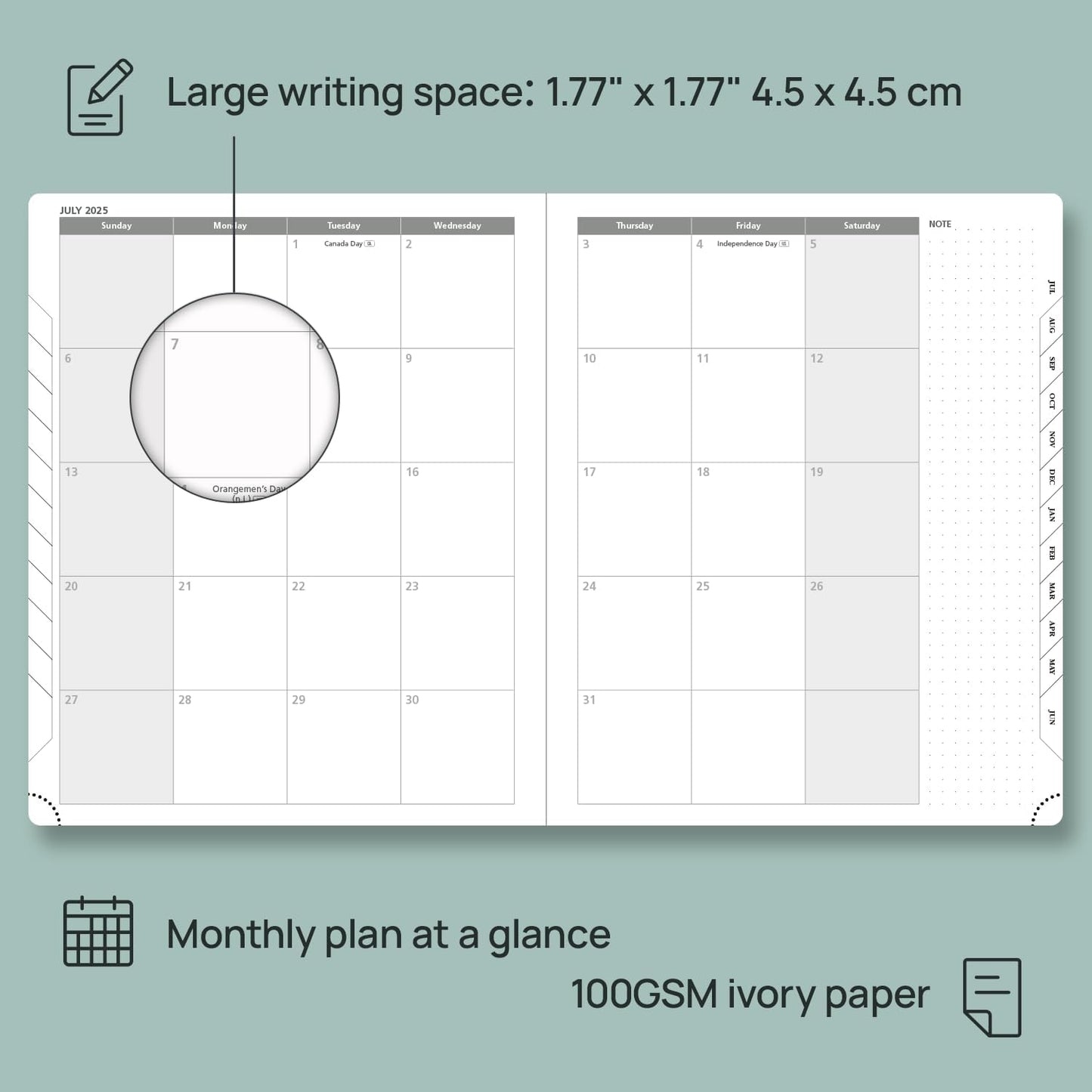 POPRUN Planner 2025-2026, (Large 8.5'' x 10.5'' Hard Cover) Academic Calendar (July 25-June 26) Daily Weekly and Monthly Appointment Book with Hourly Time Slots, Monthly Tabs, 100 GSM - Haze Blue