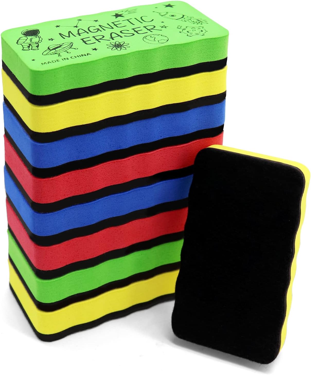 IHPUKIDI Dry Erase Eraser, Magnetic Whiteboard Eraser 8 Pack White Board Erasers, Dry Eraser for Whiteboard, Chalkboard, and Glass, Perfect for Classroom, Home, Office，4 Colors