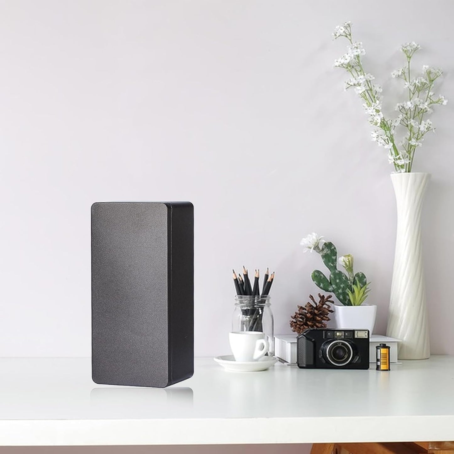 Black Metal Cash Box Money Holder Money Box for Cash Single Row Currency Tray Money Storage Box with Lid Cash Organizer Money Saving Organizer Money Gift Box Organizer, 7.28 x 3.35 x 2.76 inch