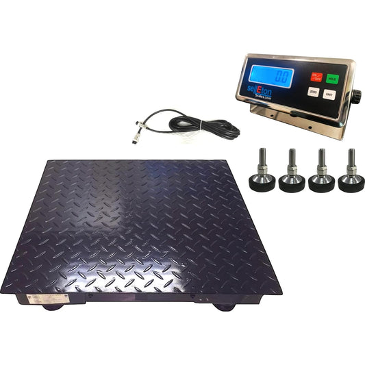 SellEton SL-700-2x2 Floor Scales, Accurate Pallet Scales with Smart Digital Indicator for Warehouse Shipping and Medium Duty Industrial Weighing (24"x24", 1000 lb x 0.2 lb)