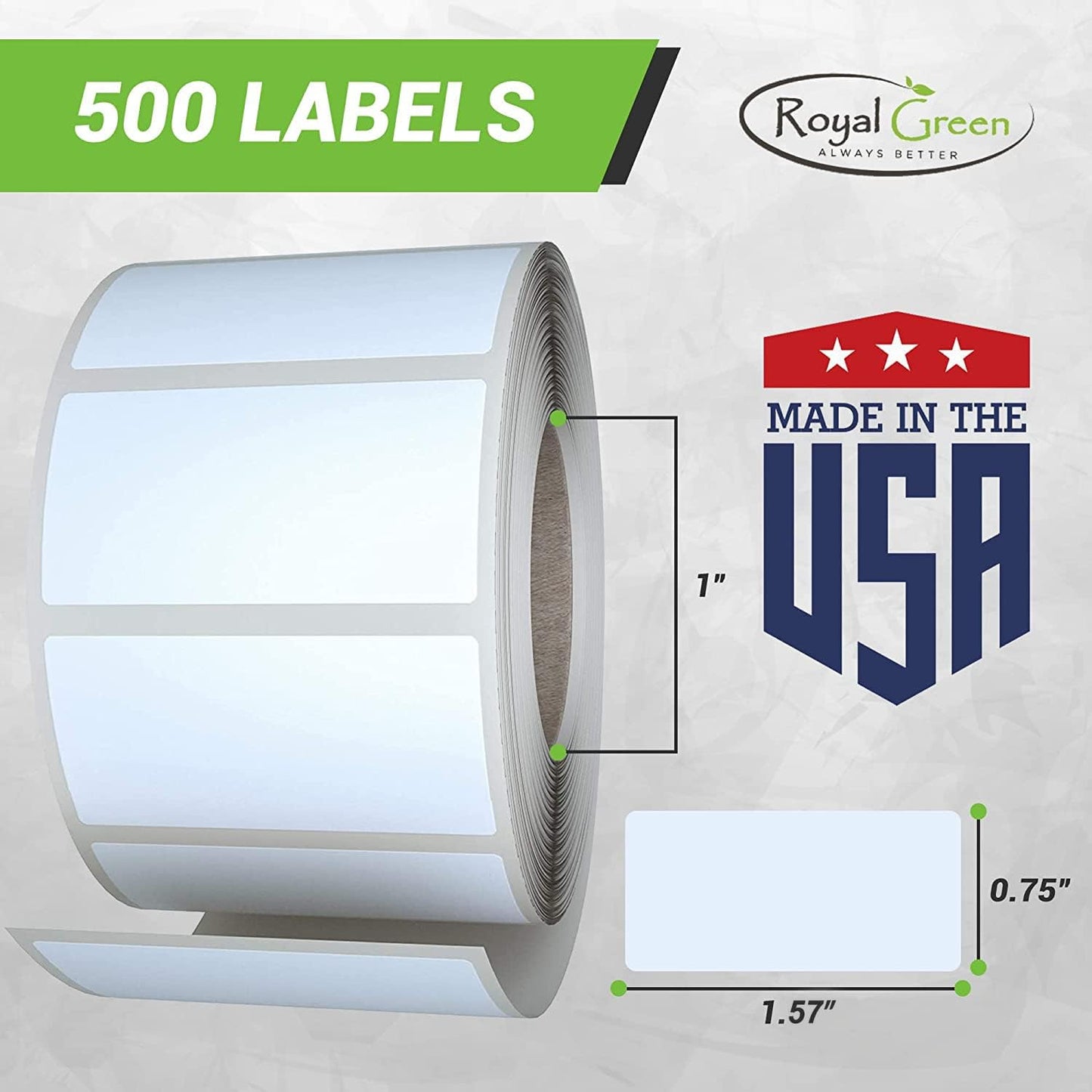 Royal Green Rectangular Small Label Roll 40mm x 19mm Rectangle Stickers in Forest Green (1.57 inch x 0.75) - 500 Pack