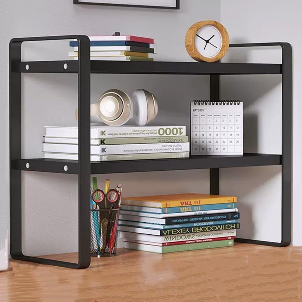 Desktop Organizer Shelf,Desktop Shelves,Office Storage Rack Computer Desk Bookshelf,2-Tier Wood Display Shelf for Office,Home,Dormitory Supplies