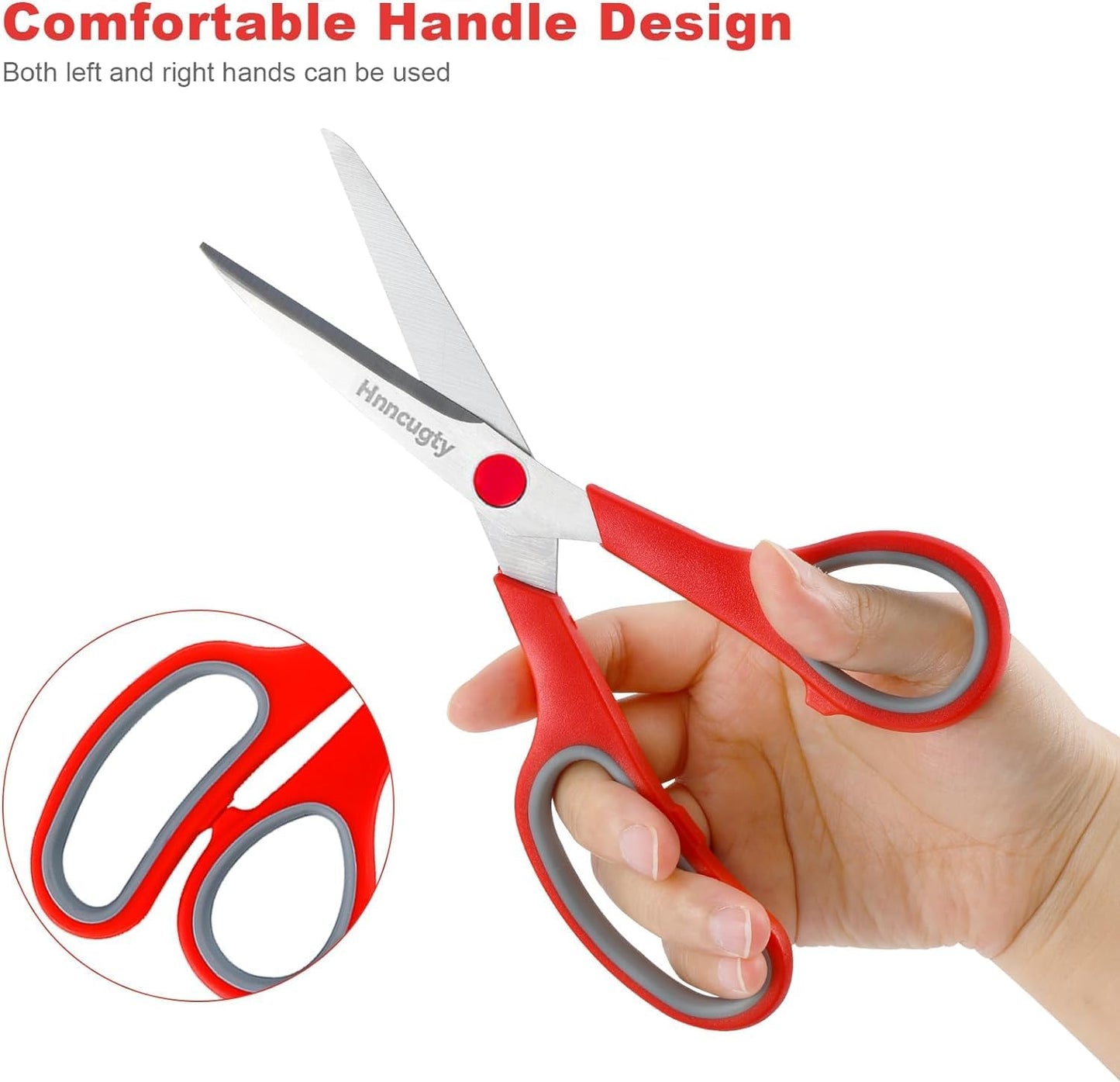 Scissors, Hnncugty 8" Scissors All Purpose Bulk Set of 18-Pack, Sharp Shears for Office Home Craft Sewing Fabric, High/Middle School Supplies Student Teacher Supplies, Comfort Grip Right/Left Handed