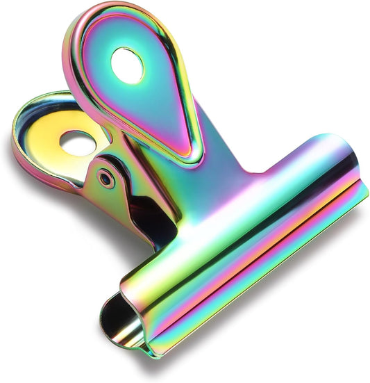 SIAMESE Bulldog Clips, 8 Pcs Binder Clips for Office & Kitchen, Multi-Purpose Binder and Food Bag Clamps for Sealing, Storage, Hanging (Rainbow Colors)