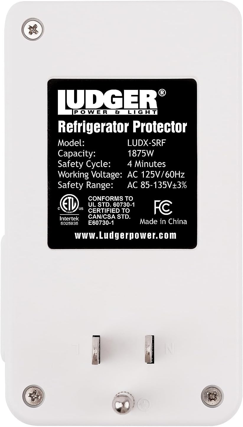 Ludger Power Surge Protector for Appliances (LUDX-SRF), ETL Certified, Unique Side Socket, Connects to All Types of AC, Reliable AC Protection, 4-Minute Safety Cycle, 3 Modes LED Indicator