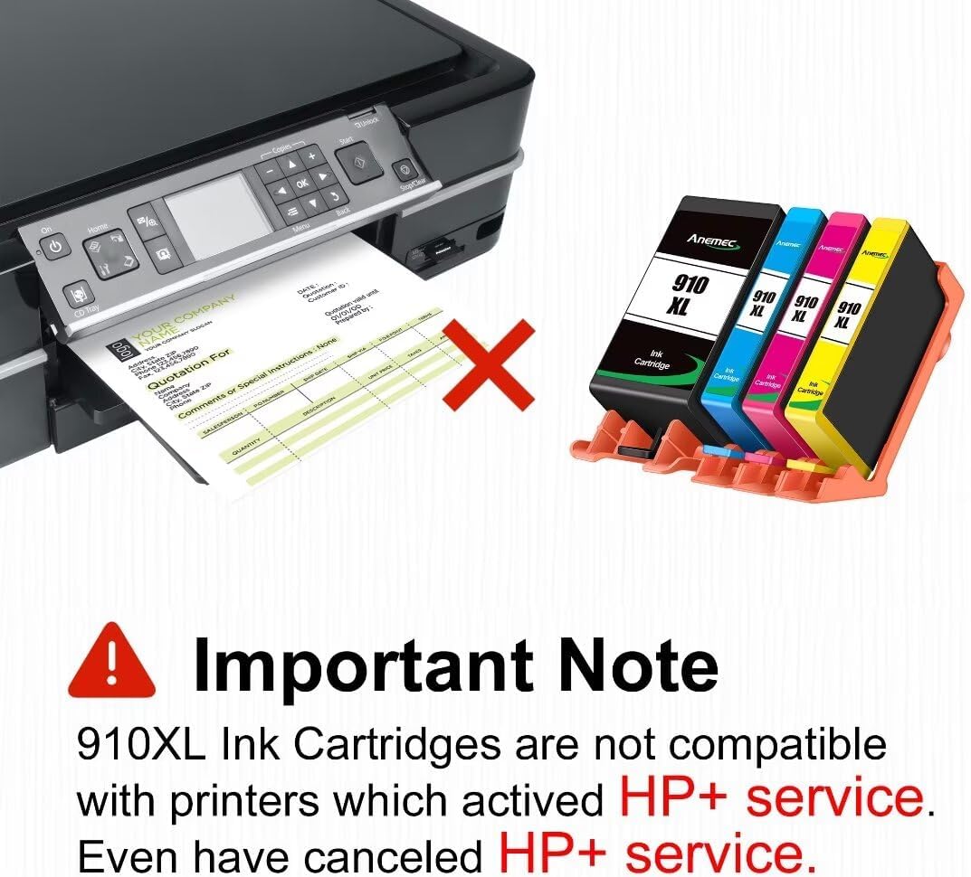 910XL Ink Cartridges Combo Pack Replacement for HP Ink 910 XL Compatible with OfficeJet Pro 8020 8025 8028 8035 8030 8010 8015 8018 8022 Printer, 4 Pack