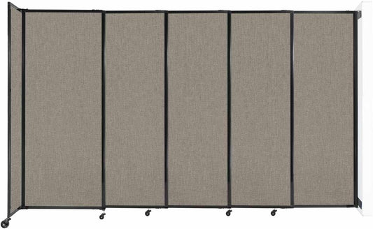 Wall-Mounted Sliding StraightWall Room Divider | Adjustable Widths | Locking Wheels | Room Separator | Up to 11'3" Wide x 6'10" Tall Warm Pebble Fabric Panels