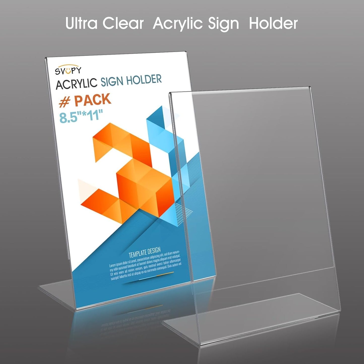 Acrylic Sign Stand Holders - 8.5 x 11 Inches Clear Plastic Table Paper Display Stand, Suit for Displaying Posters, Picture, Flyers, Menu - 24 Pack