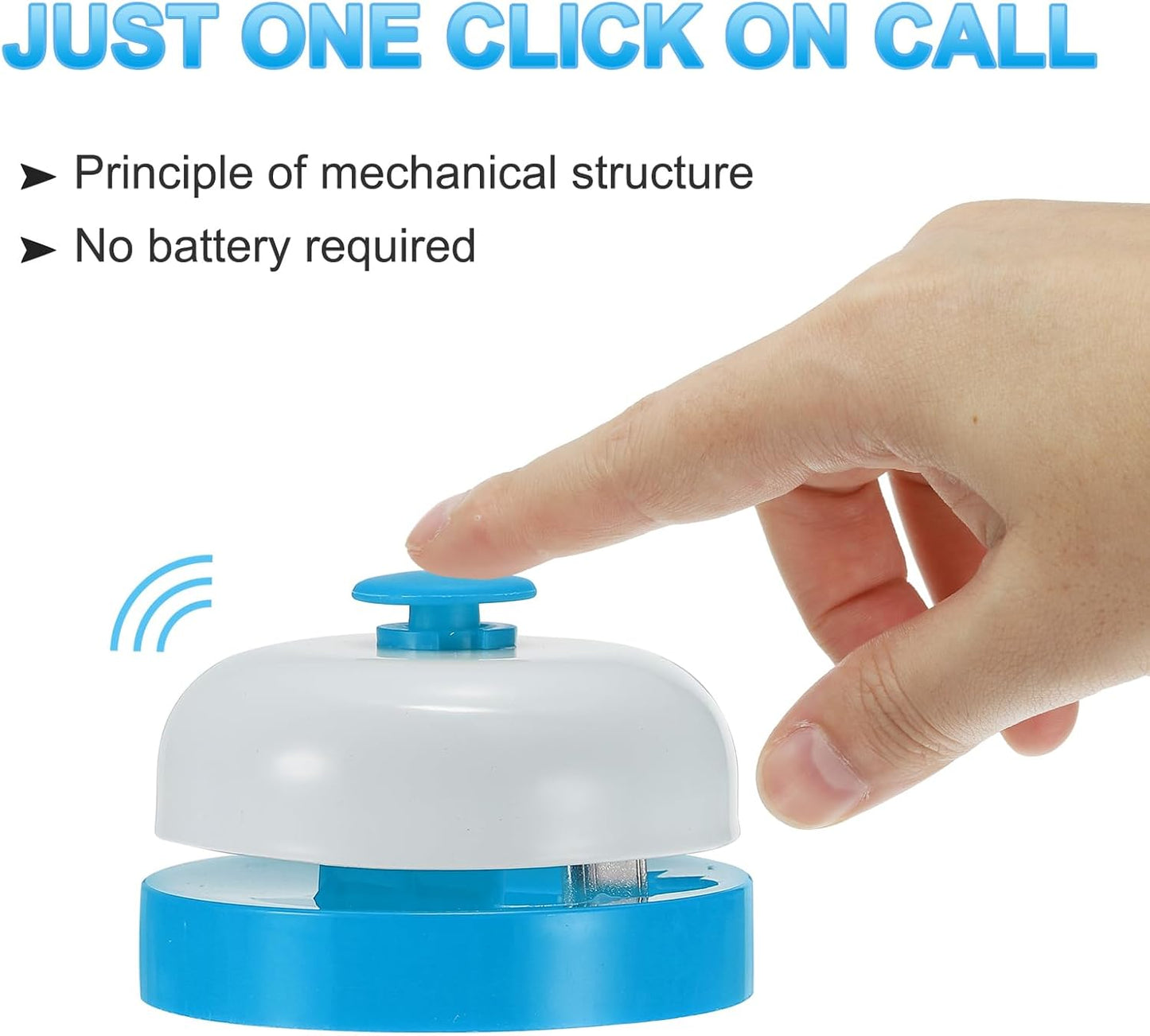 PATIKIL 4 Pcs Desk Call Bell 2.5" Dia with Metal Anti-Rust Construction Blue/White