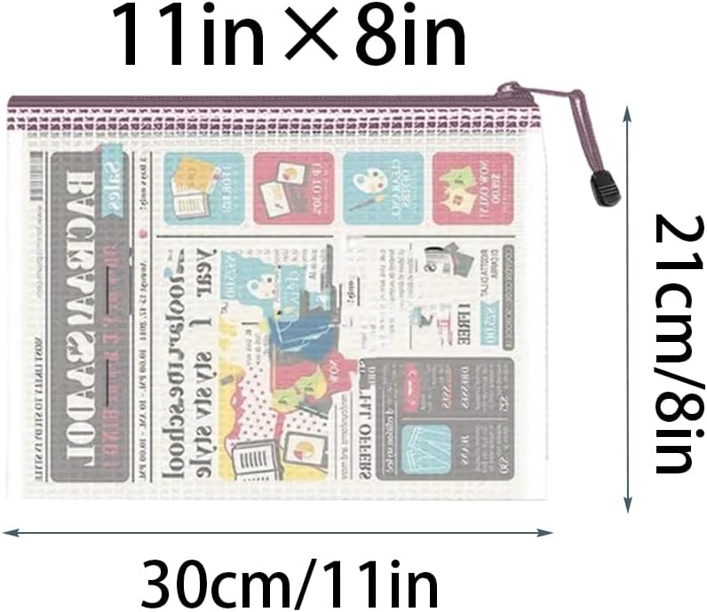 Mesh Zipper Pouch Bag,B5 Zipper Bag for Organizing Storage, Waterproof Zipper Pouch, 8" x 11"/21cm x 30cm, File Bag for School and Office Supplies (Pink)