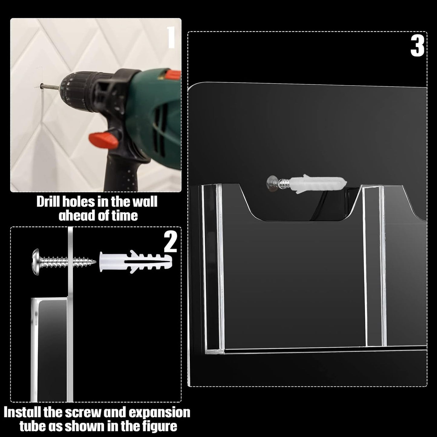 Weysat Acrylic Brochure Pamphlet Holder Brochure Display Stand Business Tri Fold Multi Slot Holder Rack Wall Mount Clear Pocket Space Saver for Flyer Literature Menu Advertise(1 Piece)