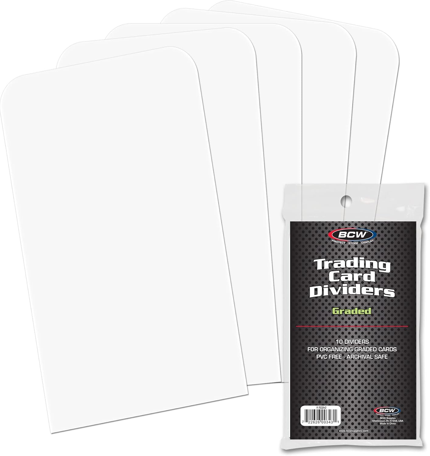 BCW Graded Trading Card Dividers - 10 ct | Archival Quality, Write-On Index Tab, 3 1/4 X 5 11/16 Inches | Fits Graded Shoe Boxes and Super Vault Boxes | Card Collection Organizer Dividers