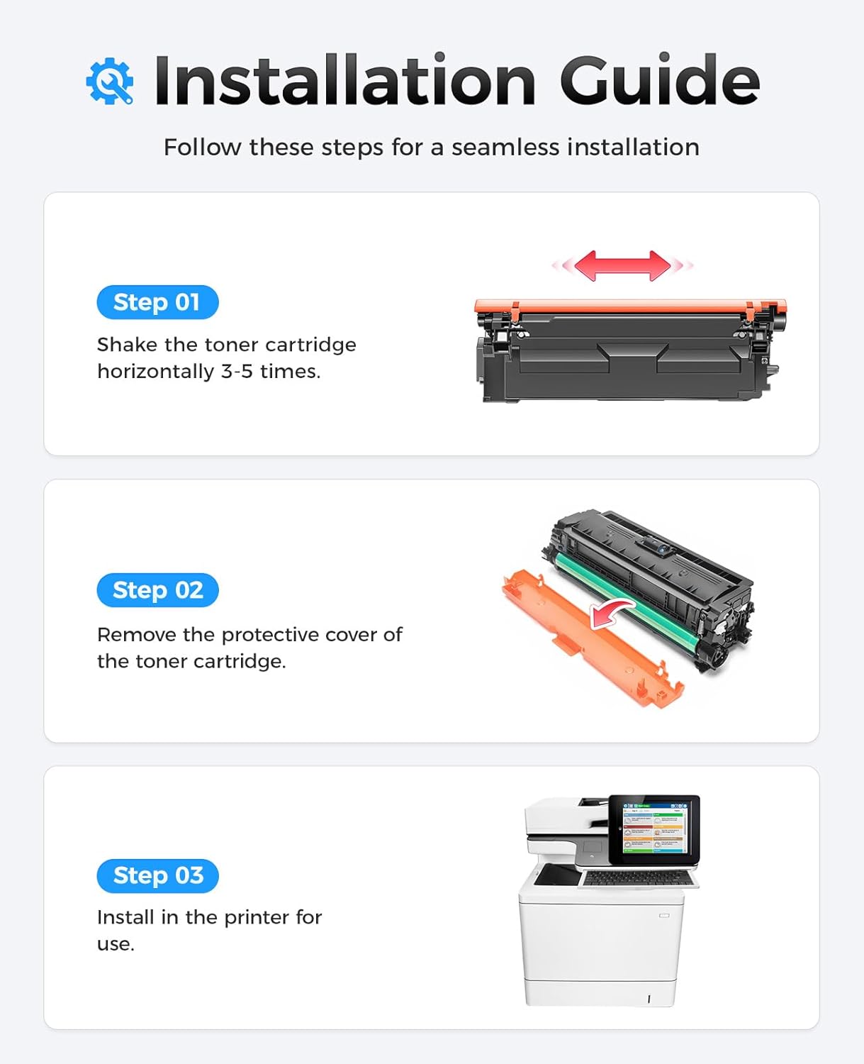 508X Toner Cartridge Set 4-Pack High Yield Replacement for HP 508X 508A CF360X CF361X CF362X CF363X Color Laserjet M552dn M553dh M553dn M553n M553x MFP M577dn M577f M577c M577z Printer Ink Black Copy