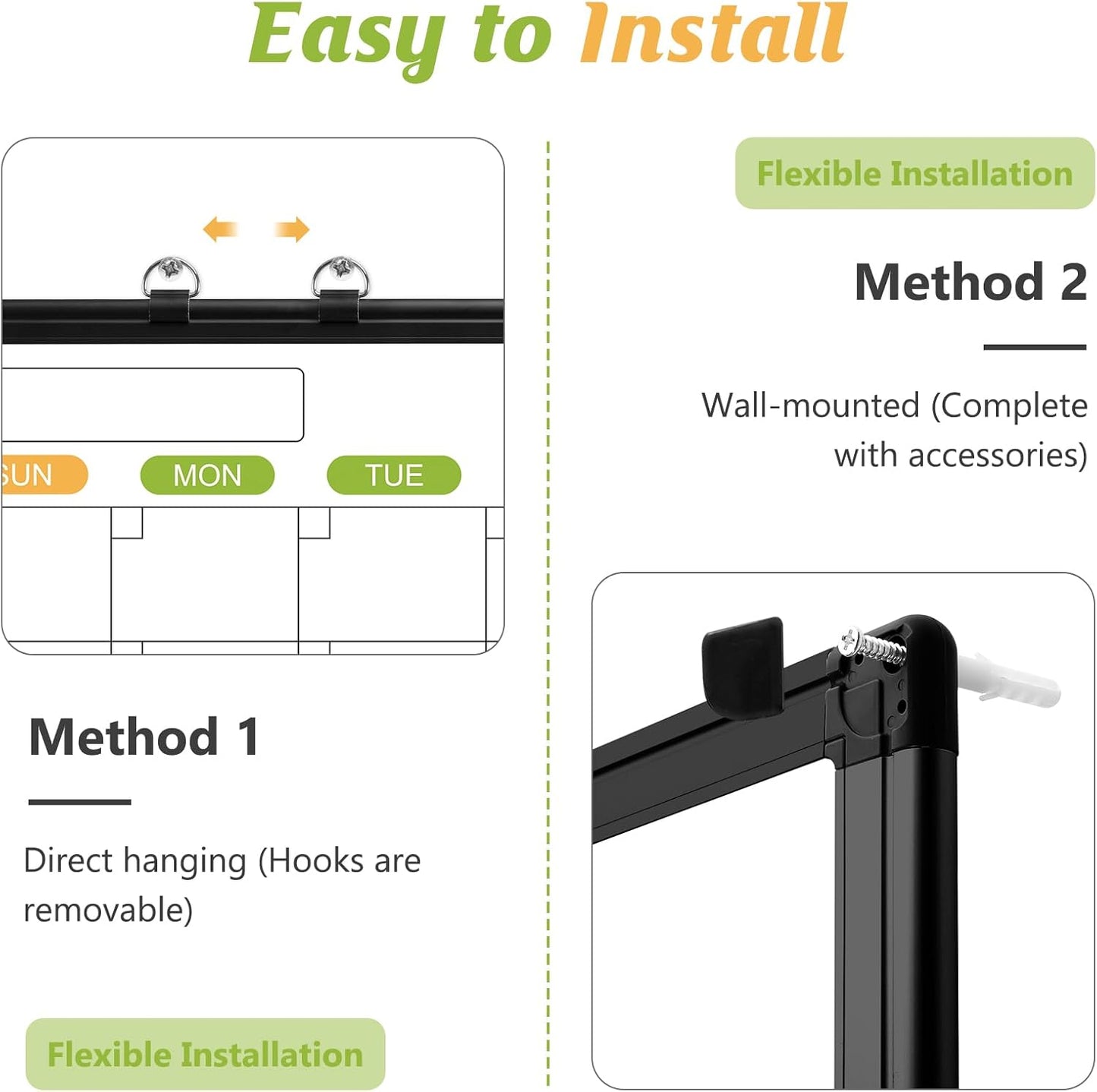 Dry Erase Calendar Whiteboard for Wall, 36" x 24" Double-Sided Magnetic Monthly WhiteBoard Calendar Dry Erase, Wall Hanging Aluminum Frame Calendar Board with Tray for Home, School, Office