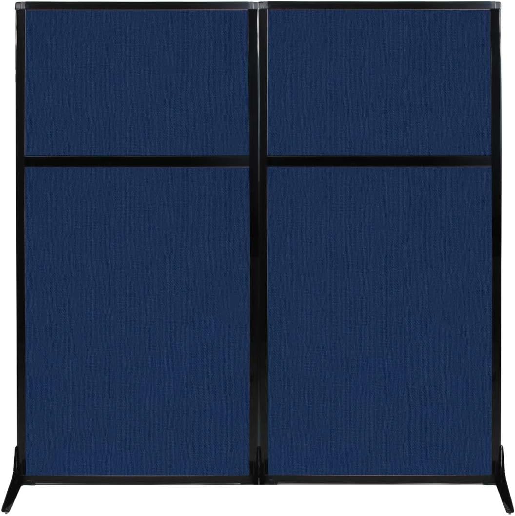 Versare Workstation Partition | Portable Wall Divider | Modern Office Cubicle | Free Standing Privacy Screen | Flexible Work Space | 66" x 70" Navy Blue Fabric Panels