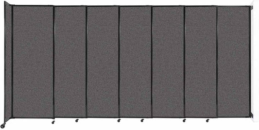 Wall-Mounted Sliding StraightWall Room Divider | Adjustable Widths | Locking Wheels | Room Separator | Up to 15'6" Wide x 7'6" Tall Charcoal Gray Fabric Panels