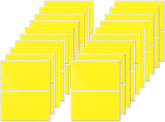 Rectangle Label Stickers 3×2 Inch Vinyl Removable Yellow Sticker Waterproof Writable File Folder Moving Labels for Boxes Home Office Labeling 40 PCS